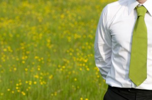 Businessman in field